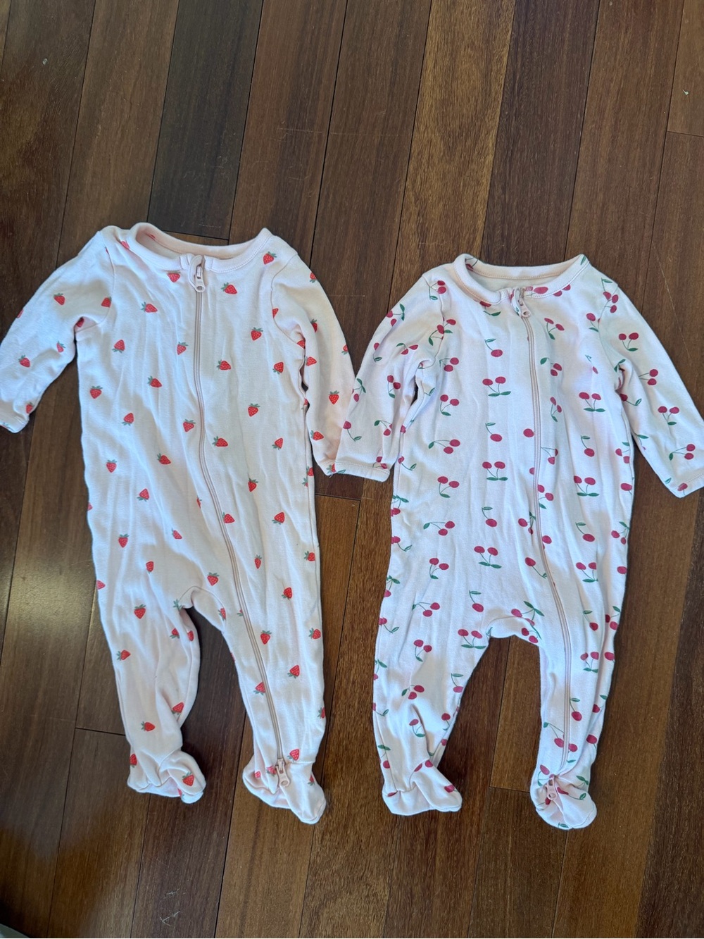 Nordstrom Baby Girl Print Footie Pajamas, Pink, Size 3 Months - SET OF 2